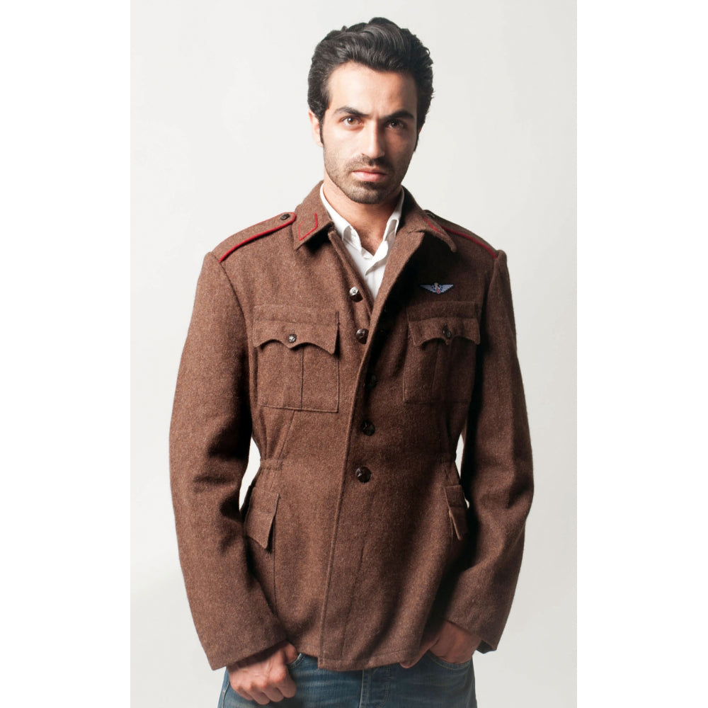 Brown Wool Military Style Jacket Blazer Sharp, Warm Bold – Top